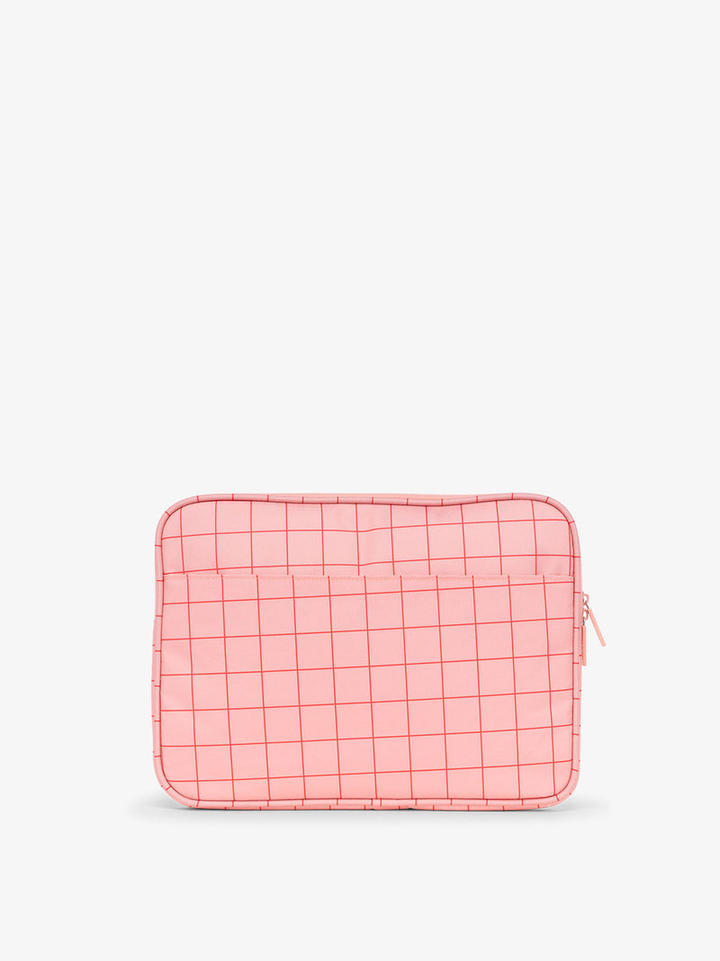 CALPAK 13-14 Inch padded Laptop sleeve for school in pink grid pattern