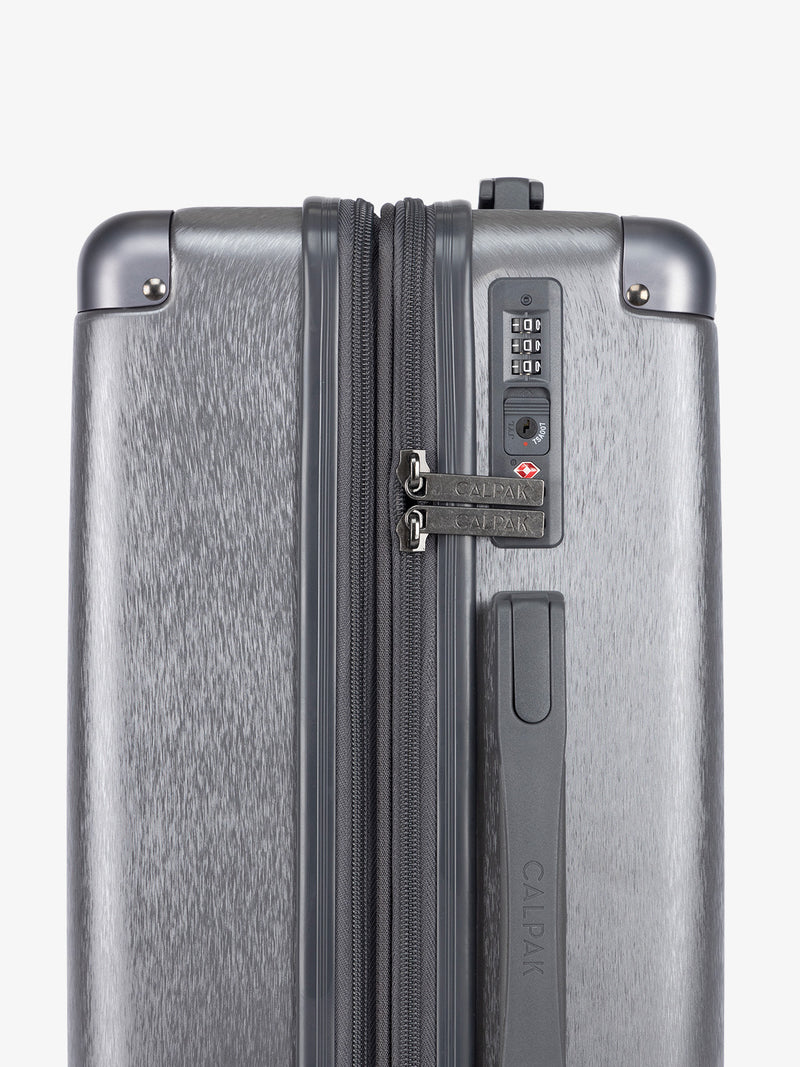 CALPAK Ambeur 2 piece lightweight copper luggage with built-in TSA lock in gunmetal