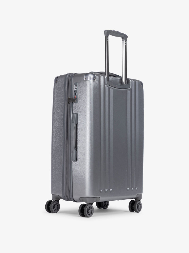 CALPAK Ambeur medium 26 inch hard shell rolling suitcase in metallic gray gunmetal