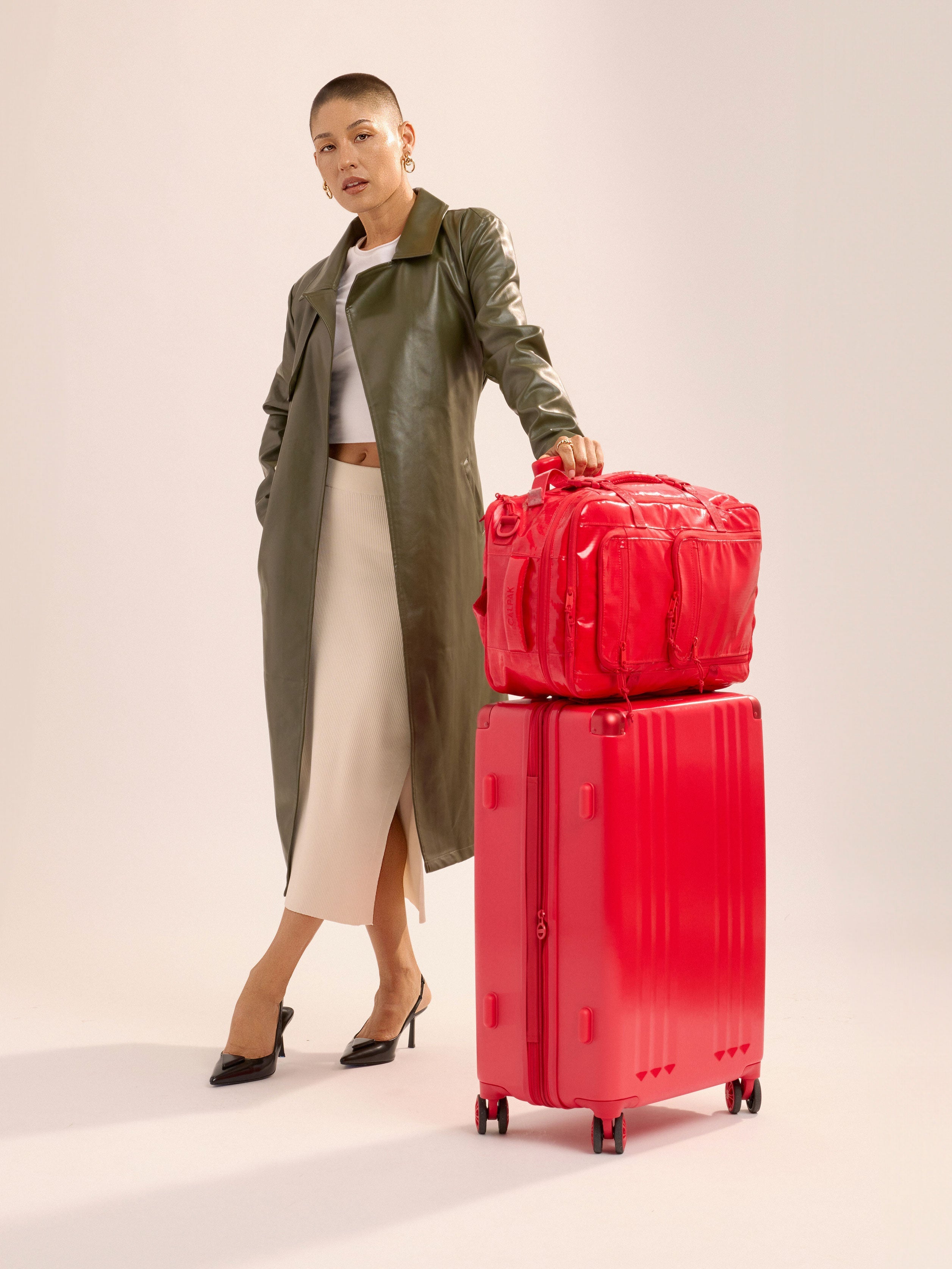 Ambeur Medium Luggage in Metallic Red CALPAK