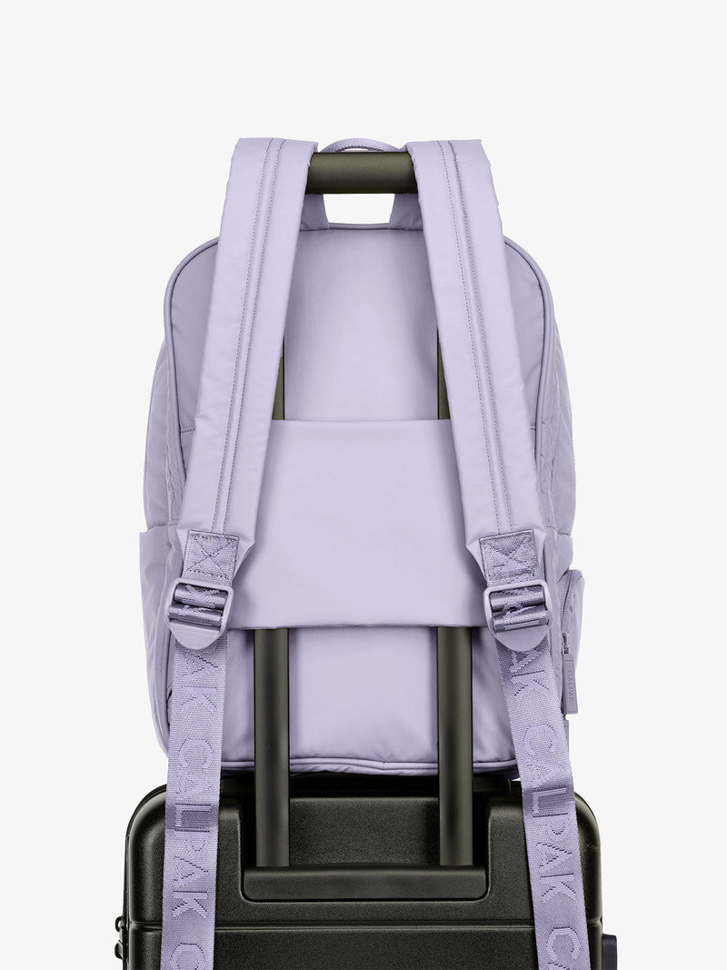 CALPAK Luka 15 inch Laptop Backpack with trolley sleeve in lavender purple in Orchid