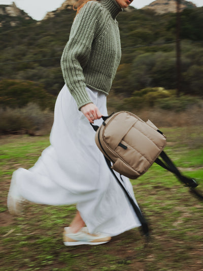 CALPAK Luka Mini Backpack for essentials for everyday use in brown; BPM2201-CHOCOLATE view 2