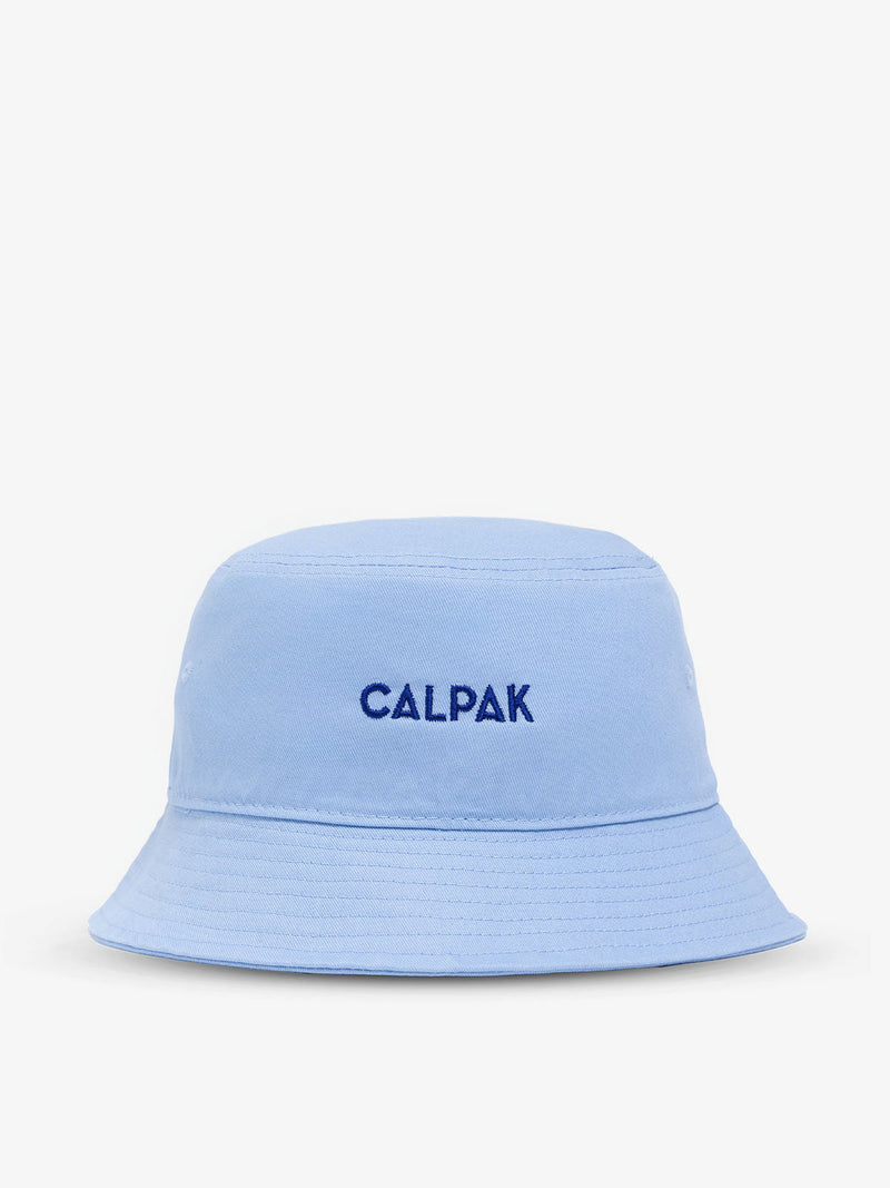 Baby blue CALPAK Bucket Hat with logo on front