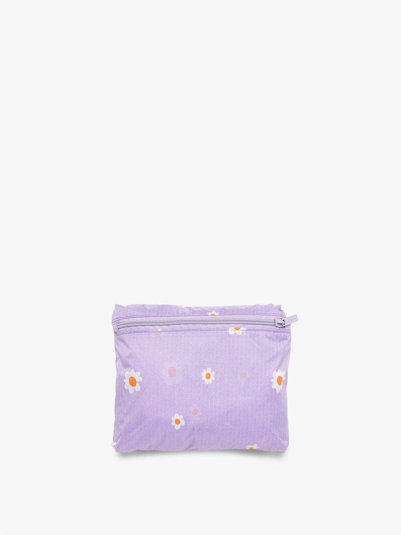 CALPAK Compakt foldable duffle bag for travel in purple floral print