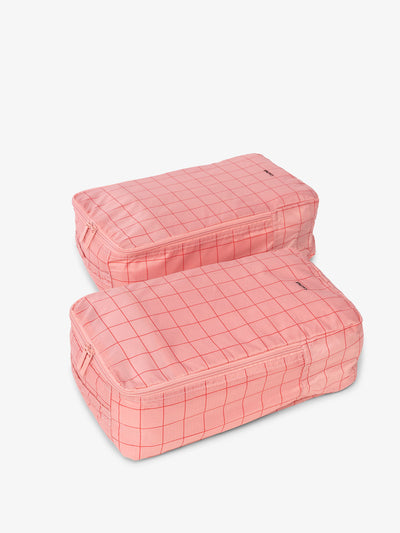 CALPAK Compakt shoe bag set in pink grid; KSB2001-PINK-GRID view 1