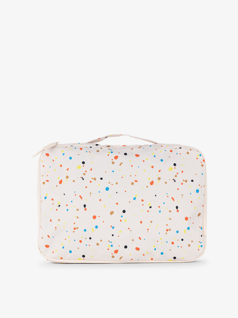 CALPAK packing cubes with top handle in beige speckle print