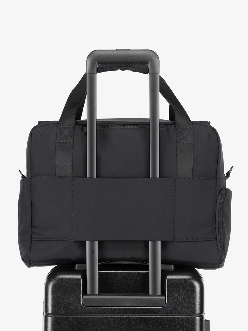 Black Connect Laptop Duffel bag with luggage trolley sleeve and hidden pocket