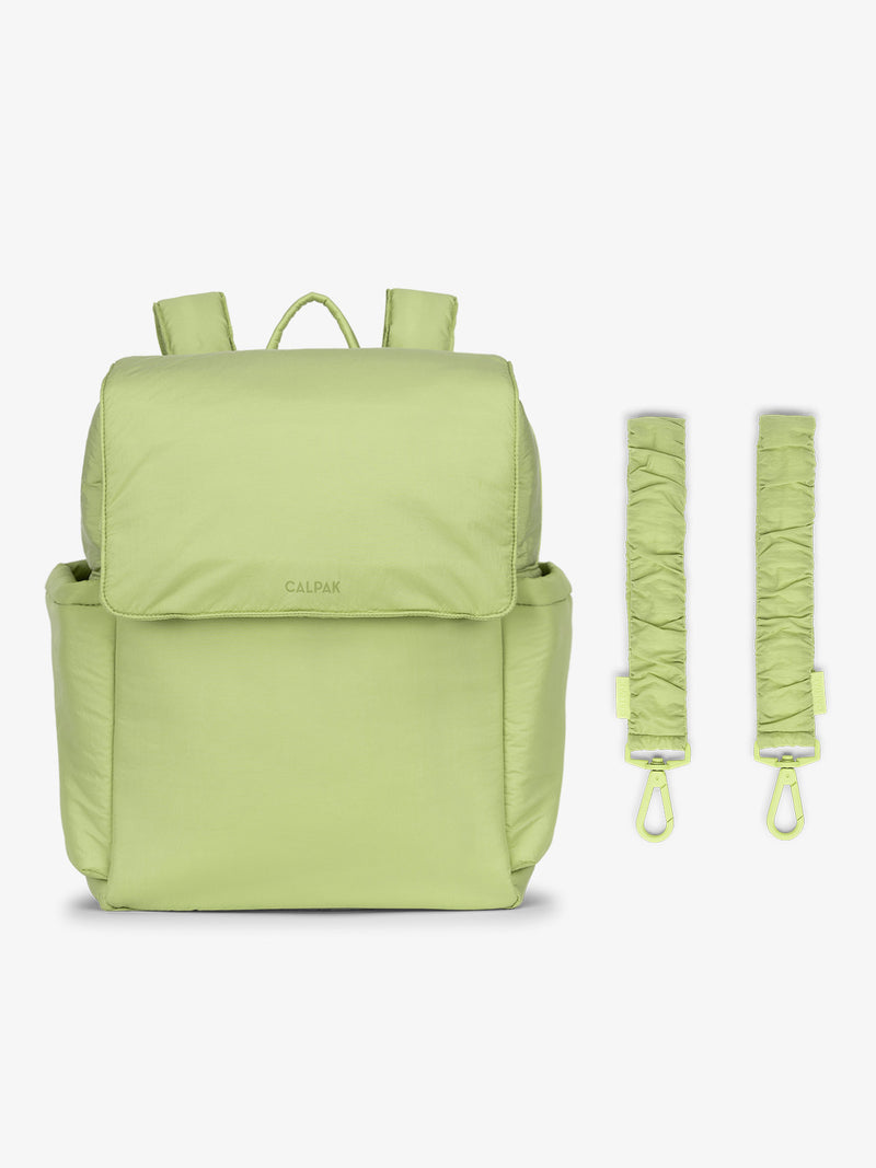 CALPAK Diaper Backpack in light green Lime with light green Lime Stroller Straps