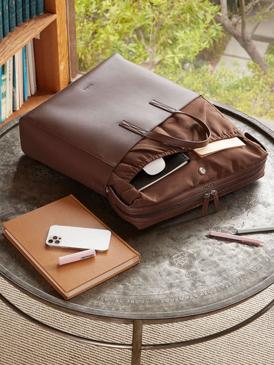 Haven laptop tote bag in espresso brown; ATO2101-ESPRESSO view 2