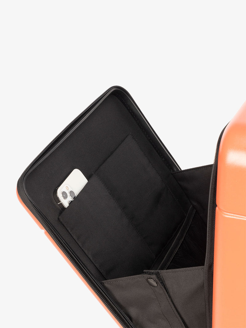 CALPAK front pocket compartement of carry-on hardshell luggage