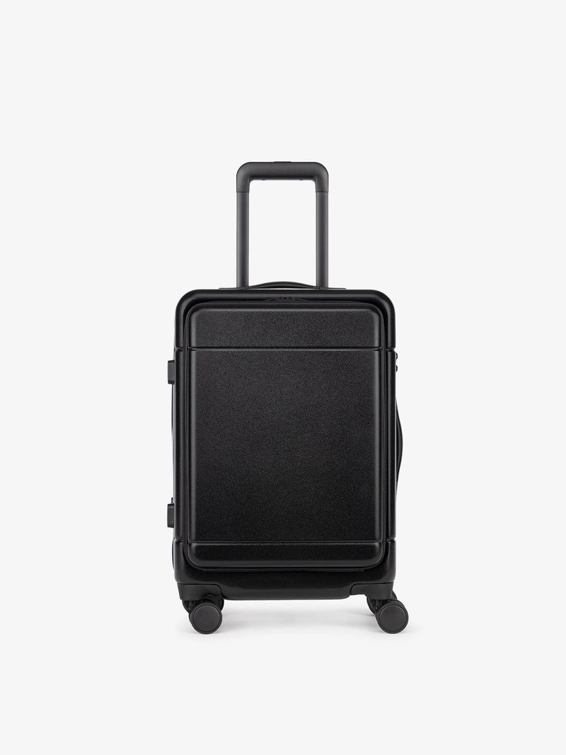 CALPAK Hue hardside carry-on suitcase with laptop pocket in black color