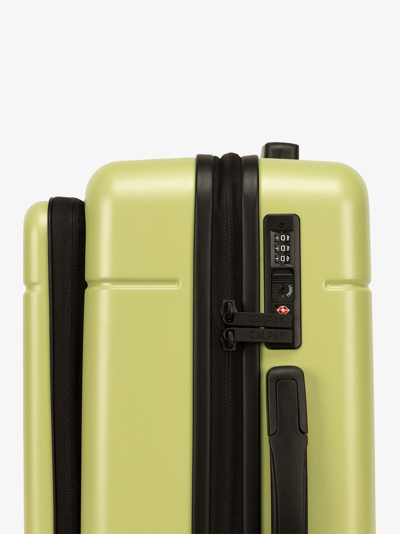 CALPAK Hue Front Pocket Carry-On Luggage with tsa approved lock in green