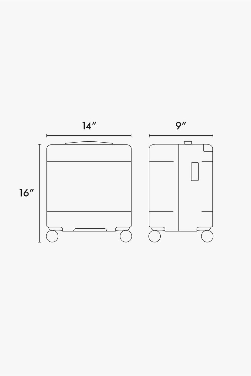 CALPAK Hue mini carry on 16 inch luggage dimensions;