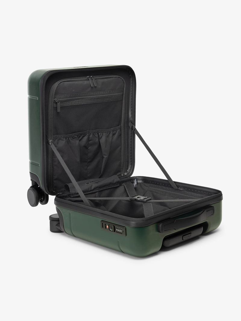 CALPAK Hue Mini Carry-On Luggage interior opened in green Emerald