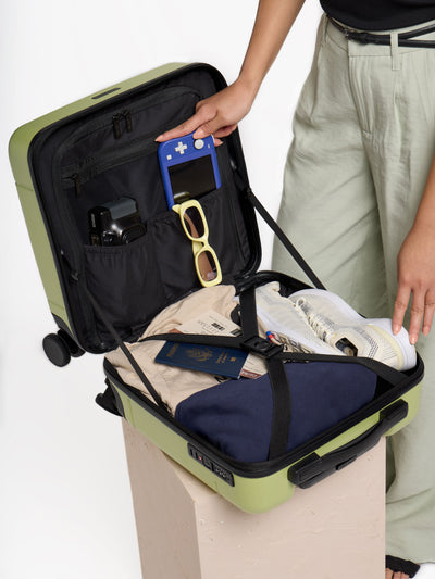 CALPAK Hue Mini Carry-On Luggage in key lime; LHU1014-KEY-LIME