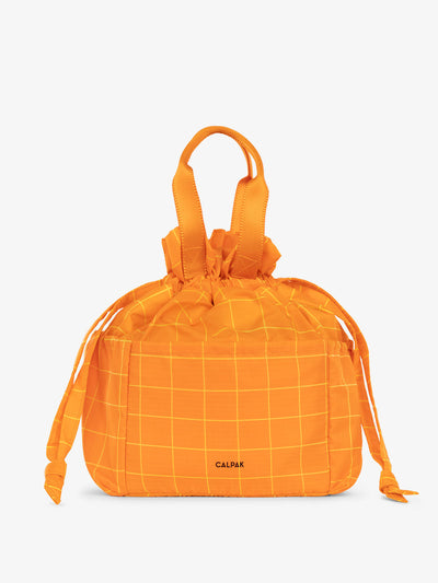 CALPAK Insulated Lunch Bag in orange grid; ALB2001-ORANGE-GRID