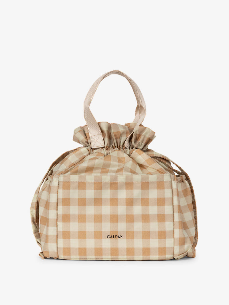 CALPAK womens lunch bag in brown gingham