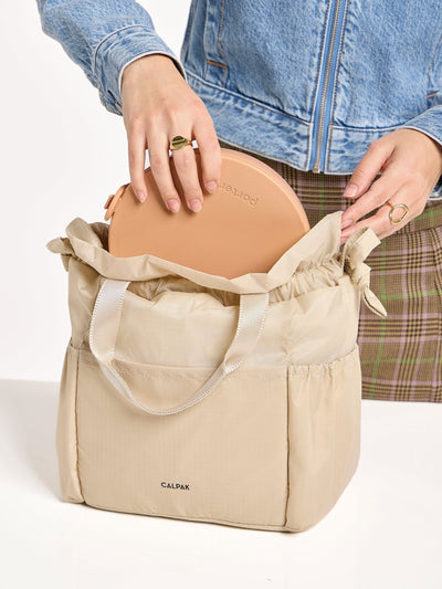 CALPAK Lunch Bag in beige; ALB2001-OATMEAL view 2