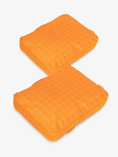 CALPAK Large Compression Packing Cubes in orange grid; PCL2301-ORANGE-GRID view 1