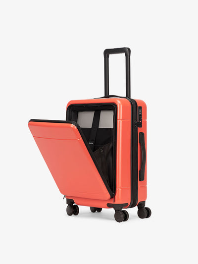 CALPAK hue front pocket carry-on hardshell luggage; LHU1020-POPPY