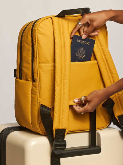 soft puffy Luka Laptop Backpack in yellow; BPL2001-DIJON