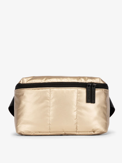 CALPAK Luka Belt Bag with soft puffy exterior in metallic gold; BB1901-GOLD