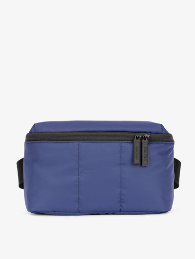 CALPAK Luka Belt Bag with soft puffy exterior in navy blue; BB1901-NAVY view 1