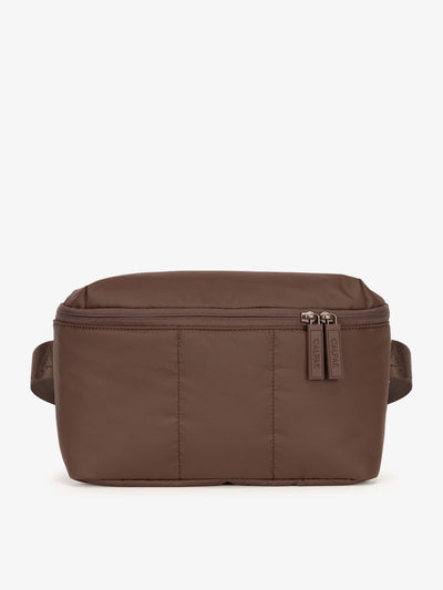 CALPAK Luka Belt Bag with soft puffy exterior in dark brown walnut; BB1901-WALNUT