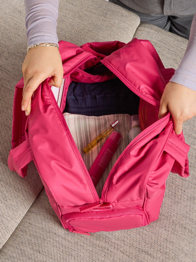 CALPAK Luka Duffel bag in dragonfruit pink; DSM1901-DRAGONFRUIT view 2