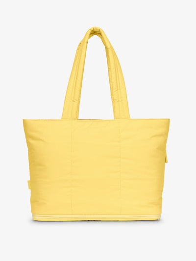 CALPAK Luka expandable tote bag with laptop compartment and padded straps in yellow; ALT2201-BUTTER view 1