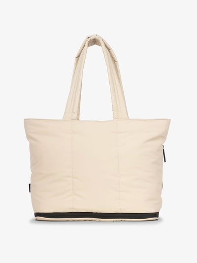 CALPAK Luka expandable tote bag with multiple pockets in oatmeal; ALT2201-OATMEAL view 1