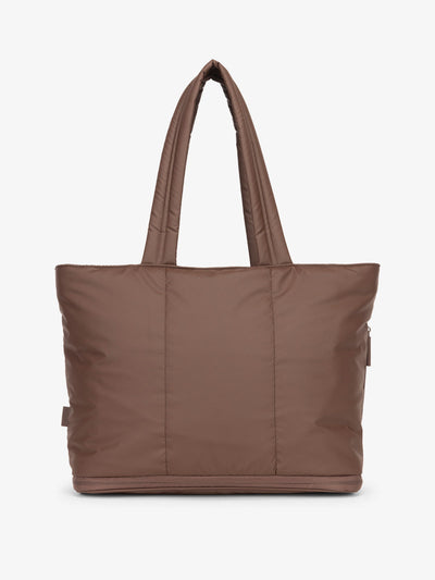 CALPAK Luka expandable tote bag with laptop compartment and padded straps in walnut; ALT2201-WALNUT view 1