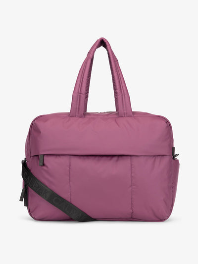 CALPAK Luka large duffle bag with detachable strap and zippered front pocket in purple plum; DLL2201-PLUM view 1