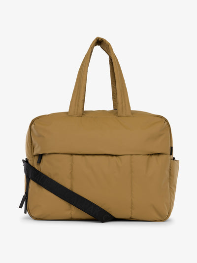 CALPAK Luka large duffle bag with detachable strap and zippered front pocket in khaki; DLL2201-KHAKI