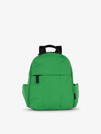 CALPAK Luka Mini Backpack with soft puffy exterior and front zippered pocket in green apple; BPM2201-GREEN-APPLE view 1