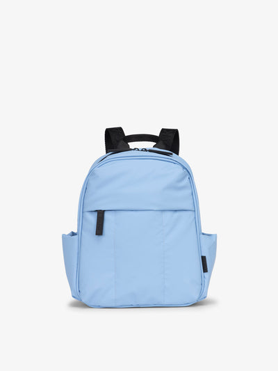 CALPAK Luka Mini Backpack for essentials for everyday use with puffy exterior and water resistant interior lining in light blue; BPM2201-WINTER-SKY view 1