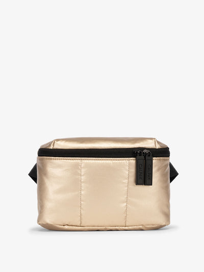 CALPAK Luka Mini Belt Bag with soft puffy exterior in metallic gold; BBM2201-GOLD view 1