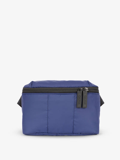 CALPAK Luka Mini Belt Bag with soft puffy exterior in navy blue; BBM2201-NAVY view 1