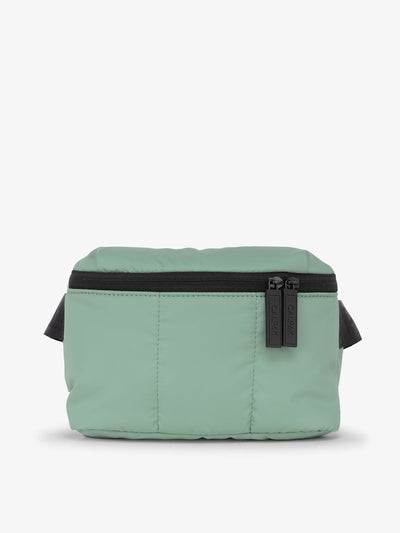 CALPAK Luka Mini Belt Bag with soft puffy exterior in sage green; BBM2201-SAGE view 1