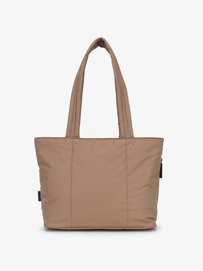 CALPAK Luka Mini Tote with soft, puffy exterior in chocolate; ALM2401-CHOCOLATE view 1