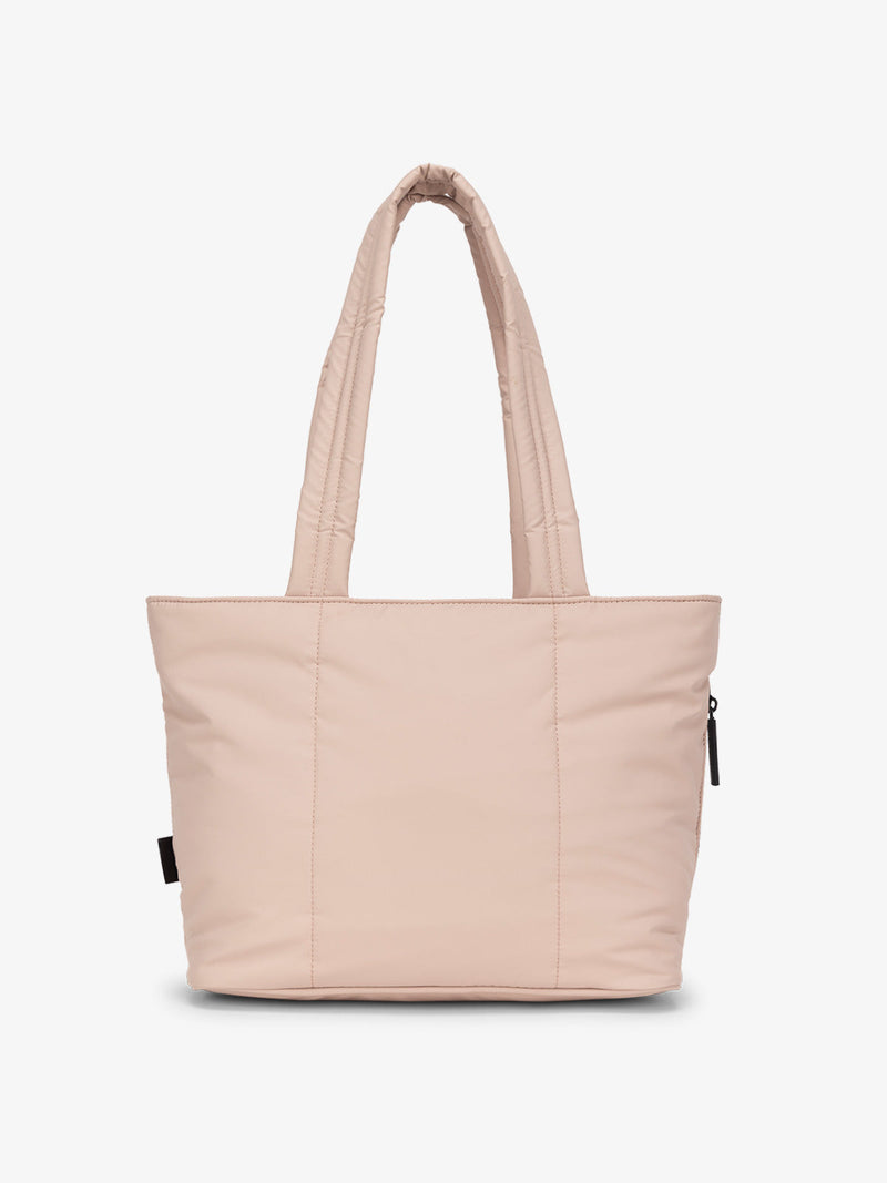 CALPAK Luka Mini Tote with soft, puffy exterior in rose quartz