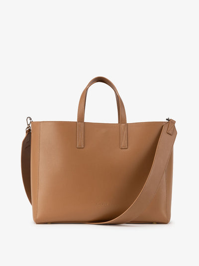 CALPAK laptop tote bag for work in brown; ATO2101-TOFFEE view 1