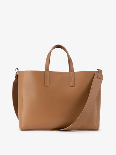 CALPAK laptop tote bag for work in brown; ATO2101-TOFFEE