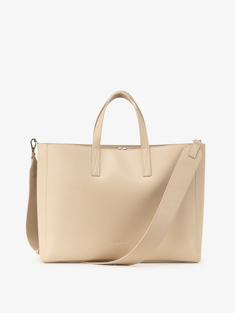 CALPAK tote for laptop in birch beige