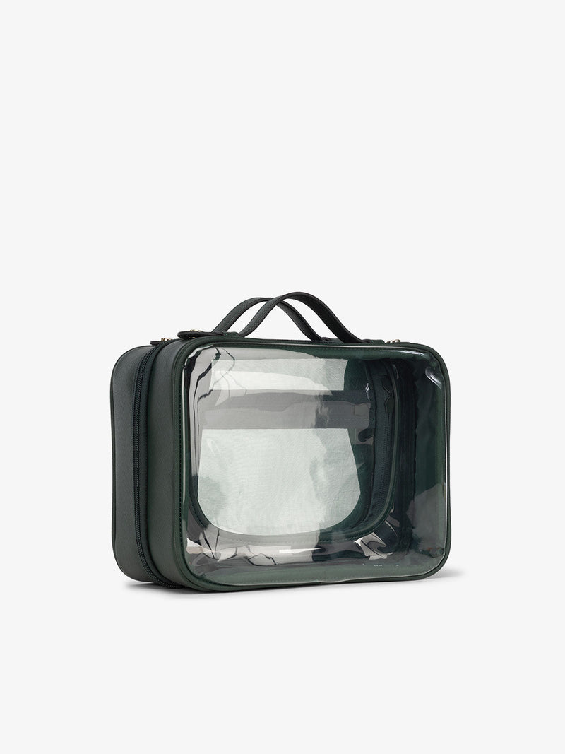 CALPAK medium clear makeup bag for women in green