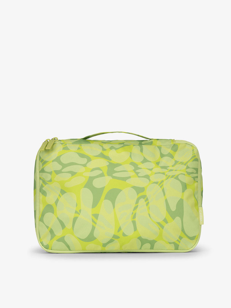 CALPAK packing cubes with top handle in green lime viper print