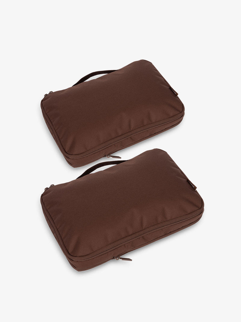 CALPAK compression packing cubes in walnut brown