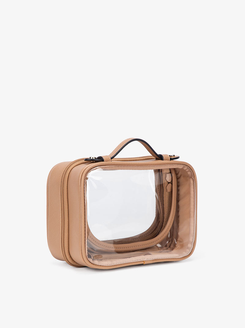 CALPAK cosmetic case for travel in caramel color