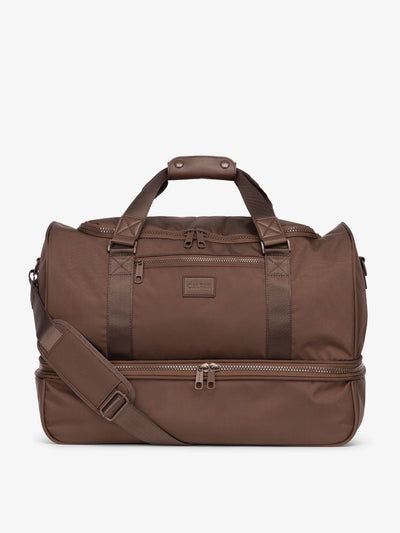 CALPAK Stevyn Duffel bag with removable crossbody strap; in walnut; DST7019-WALNUT