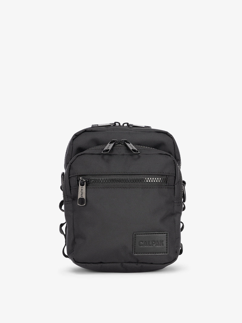 Front-view of CALPAK Stevyn Mini Crossbody Bag in black